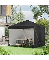 Outsunny 10' x 10' Pop Up Canopy with 3 Sidewalls and Carry Bag,