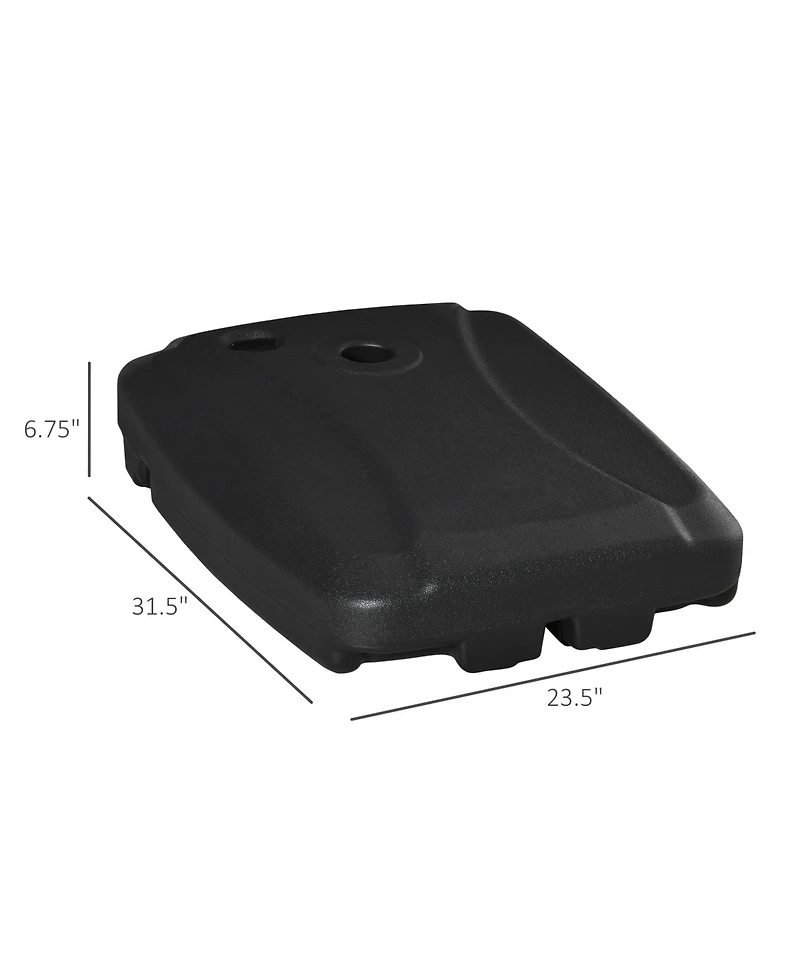 Outsunny Cantilever Umbrella Base, 165 lbs. Capacity, Portable Offset Umbrella Stand on Wheels, Mobile, Heavy-Duty, Fillable with Water or Sand, Black