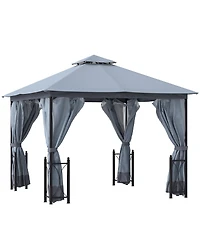 Outsunny 13' x 11' Patio Gazebo, Fancy Steel, 2 Tier Roof,