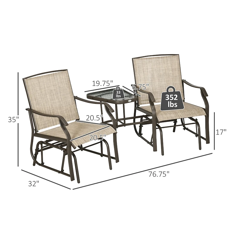 Outsunny Outdoor Glider Chairs with Table,