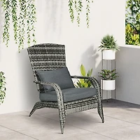 Outsunny Patio Wicker Adirondack Chair with Soft Cushions,