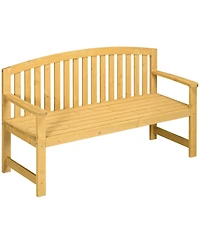 Outsunny 56" Outdoor Wood Bench, 2-Seater Wooden Garden Bench with Slatted Seat, Backrest & Arm Rests for Patio, Porch, Poolside, Balcony, Natural