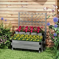 Outsunny 2 Tier Trellis Planter, Wooden Raised Garden