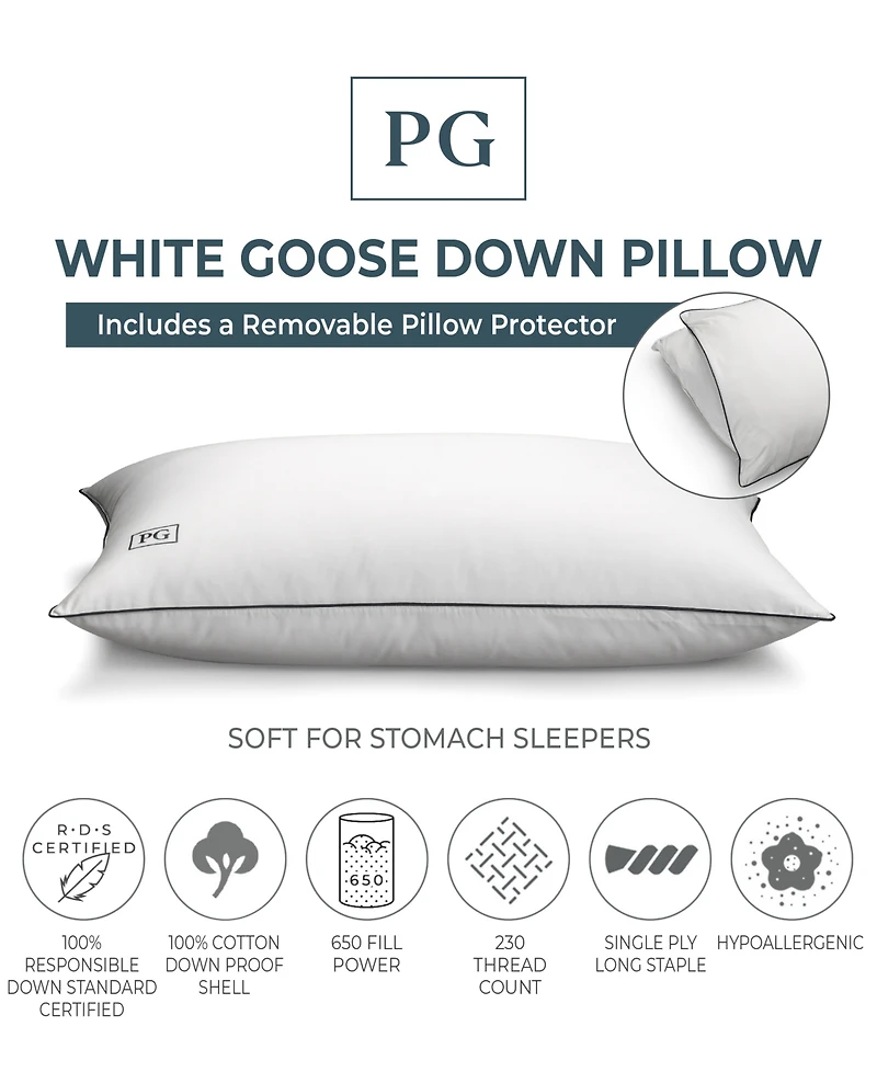 Pillow Guy 100% Certified Rds White Goose Down Soft Density Pillow, King
