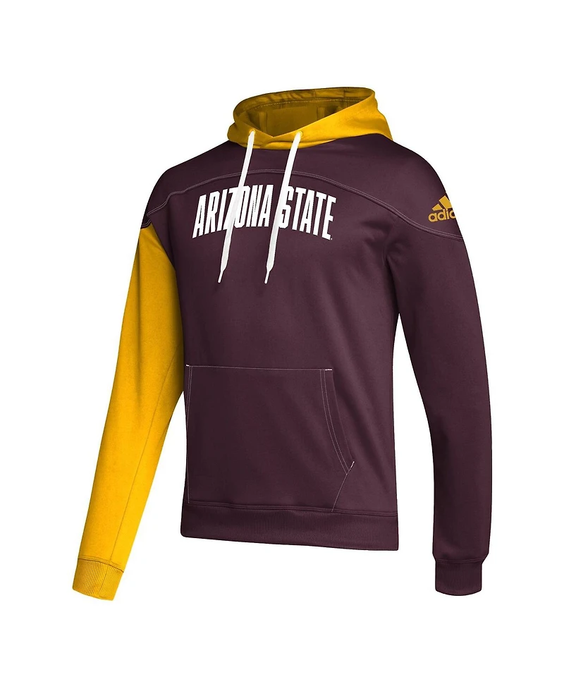 Men's adidas Maroon Arizona State Sun Devils Block Stadium Pullover Hoodie