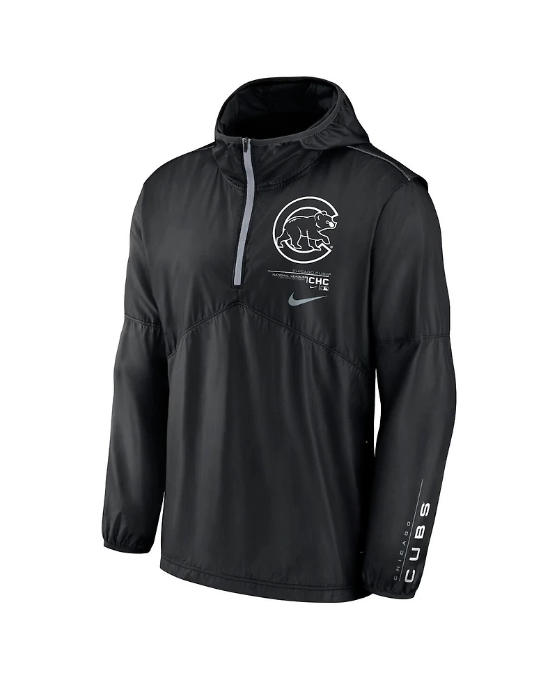 Men's Nike Black Chicago Cubs Night Game Half-Zip Hoodie