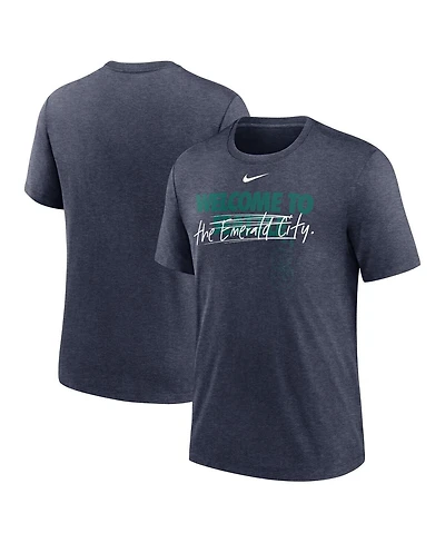 Men's Nike Heather Navy Seattle Mariners Home Spin Tri-Blend T-shirt