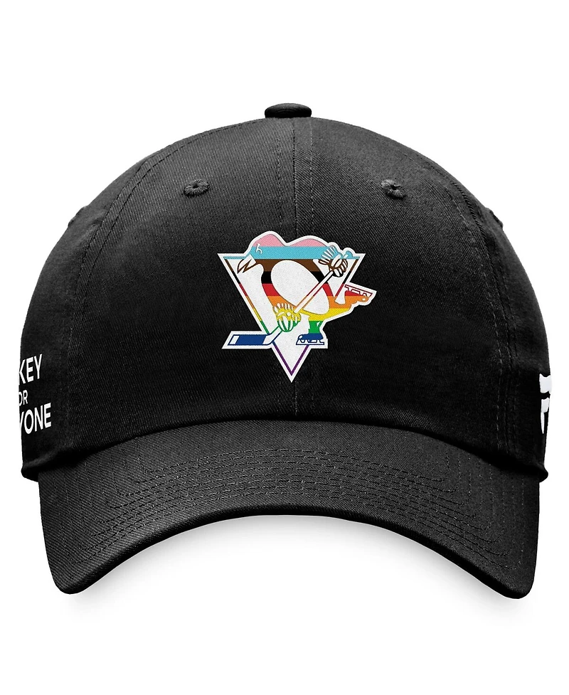 Men's Fanatics Black Pittsburgh Penguins Team Logo Pride Adjustable Hat