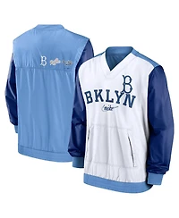 Men's Nike White, Light Blue Los Angeles Dodgers Rewind Warmup V-Neck Pullover Jacket
