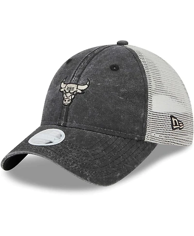 Women's New Era Black Chicago Bulls Micro Logo 9TWENTY Trucker Adjustable Hat