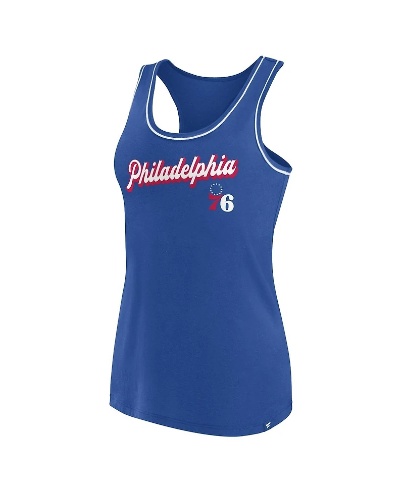 Women's Fanatics Royal Philadelphia 76ers Wordmark Logo Racerback Tank Top