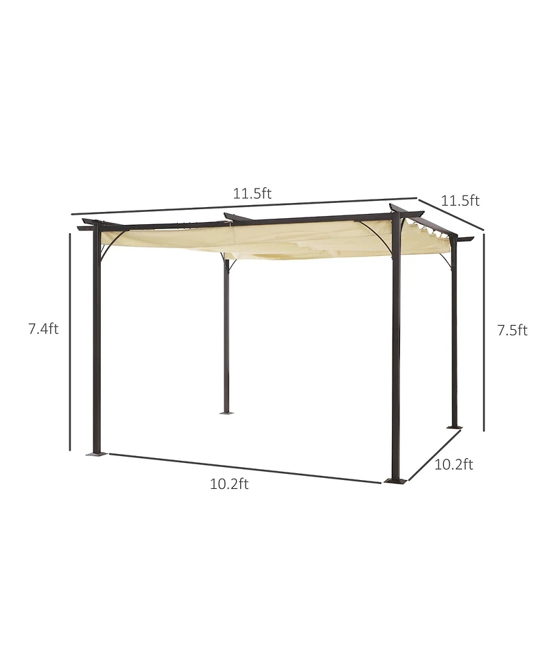 Outsunny 11.5'x11.5' Retractable Patio Gazebo Pergola, Uv Resist