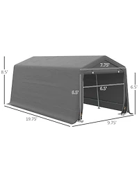 Outsunny 20' x 10' Carport Portable Garage, Heavy Duty Storage Tent, Patio Storage Shelter w/ Anti-uv Pe Cover and Double Zipper Doors, for Motorcycle