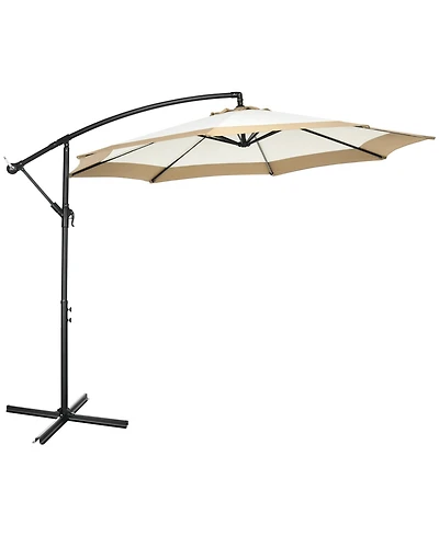 Outsunny 10' Cantilever Umbrella Offset Patio Umbrella w/ Cross Base,
