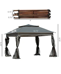 Outsunny 11' x 11' Pop Up Gazebo Outdoor Canopy Shelter with 2-Tier Soft Top, and Removable Zipper Netting, Event Tent with Large Shade, and Storage B