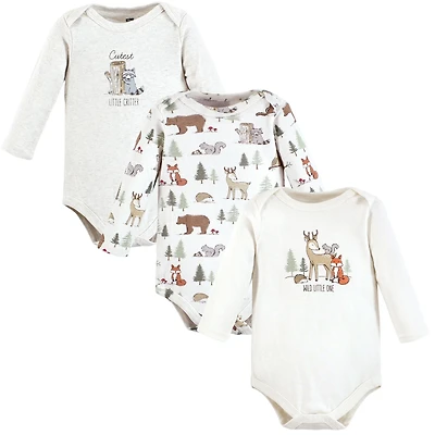 Hudson Baby Boys Cotton Long-Sleeve Bodysuits, Forest Animals 3-Pack