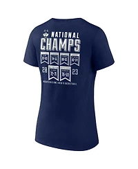 Women's Fanatics Navy UConn Huskies 2023 Ncaa Men's Basketball National Champions Schedule V-Neck T-shirt