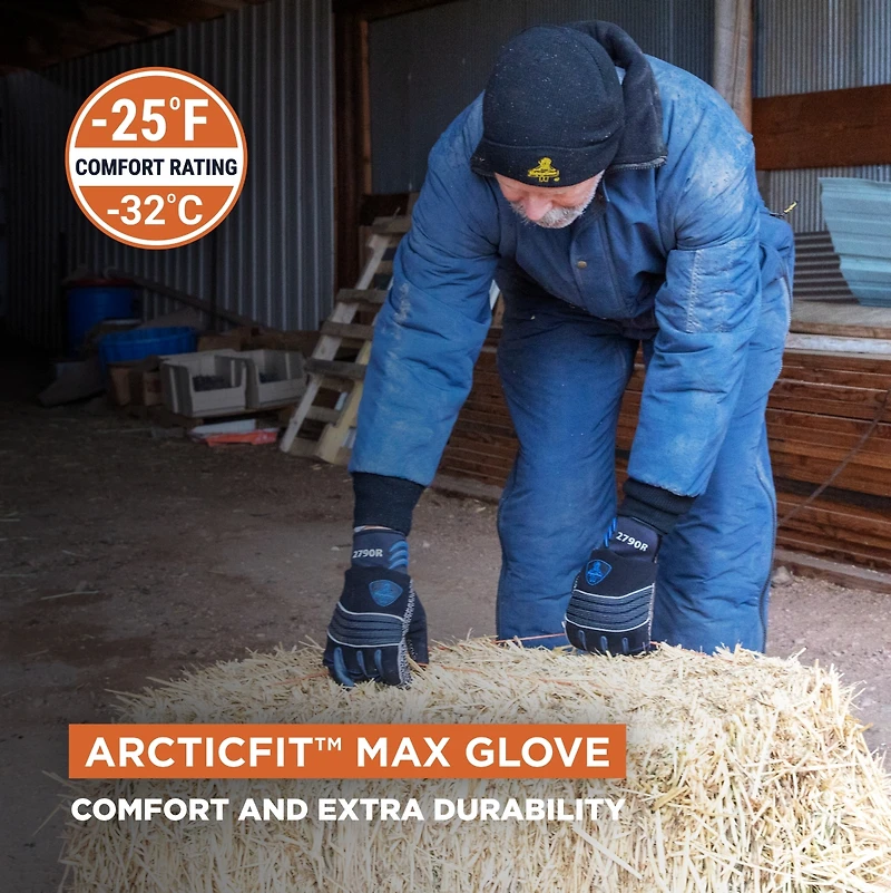 RefrigiWear Men's Insulated ArcticFit Max Gloves with Polar Fleece Liner Impact Protection and Silicone Grip