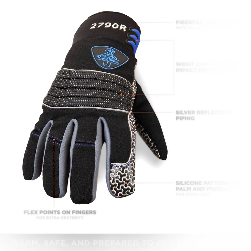 RefrigiWear Men's Insulated ArcticFit Max Gloves with Polar Fleece Liner Impact Protection and Silicone Grip