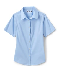 Lands' End Big Girls No Gape Short Sleeve Stretch Shirt