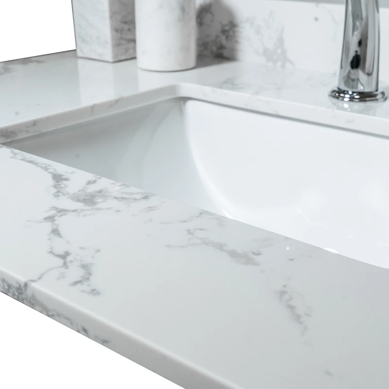 Streamdale Furniture 37 Inch Bathroom Vanity Top Stone Carrara New Style Tops With Rectangle Undermount