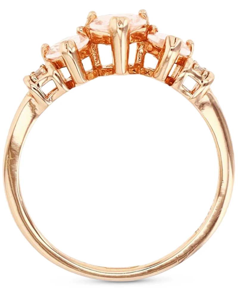 Lab-Grown Morganite Triple Heart Ring (1-1/20 ct. t.w.) 14k Rose Gold-Plated Sterling Silver