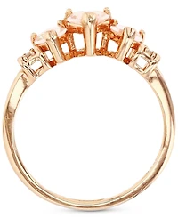 Lab-Grown Morganite Triple Heart Ring (1-1/20 ct. t.w.) 14k Rose Gold-Plated Sterling Silver