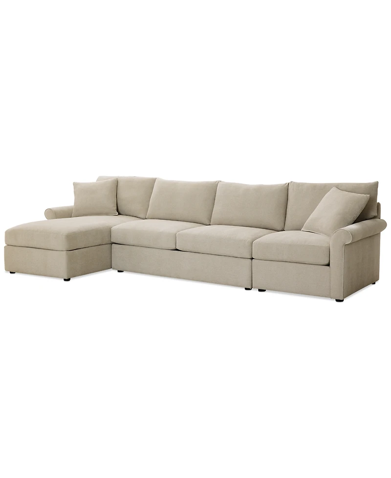 Closeout! Wrenley 134" 3-Pc. Fabric Sectional Chaise Sofa, Created for Macy's