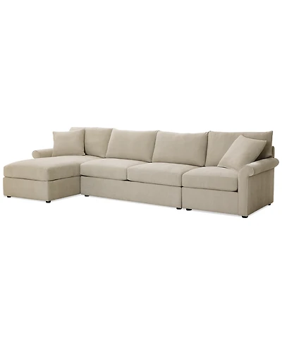 Closeout! Wrenley 134" 3-Pc. Fabric Sectional Chaise Sofa, Created for Macy's