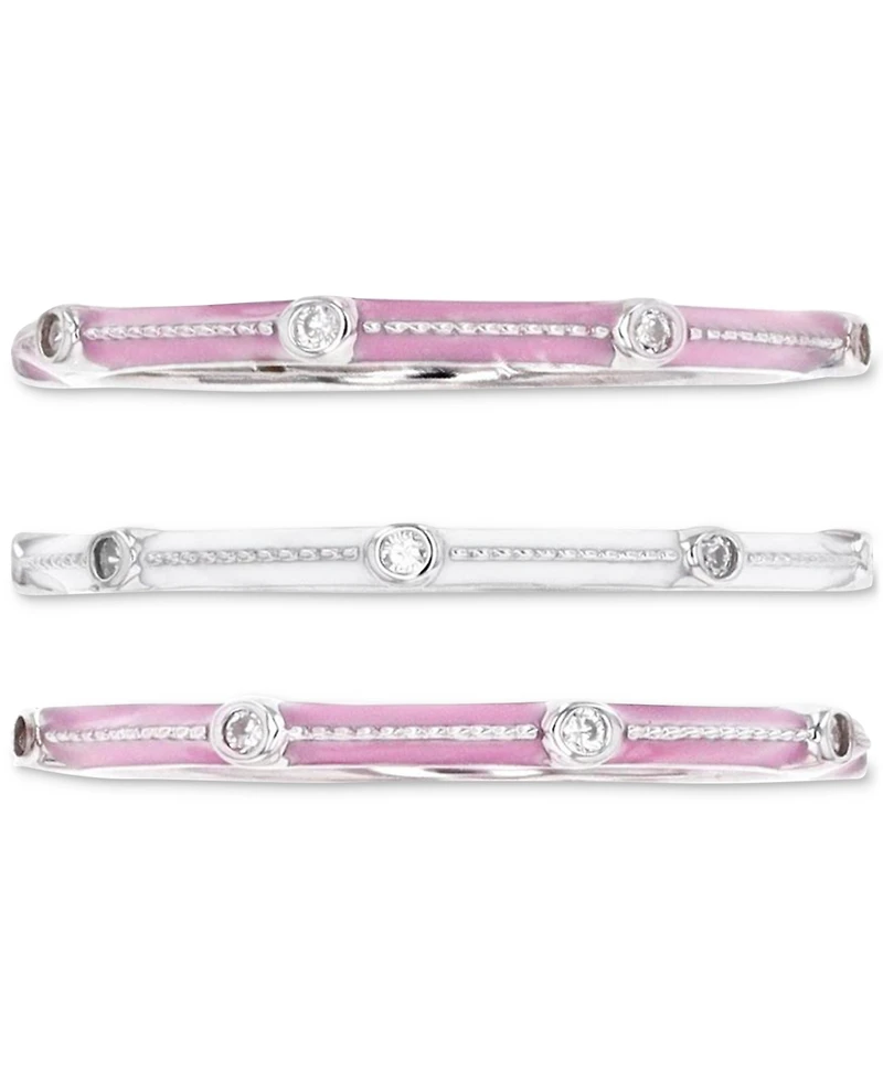 3-Pc. Set Cubic Zirconia & Enamel Stack Rings