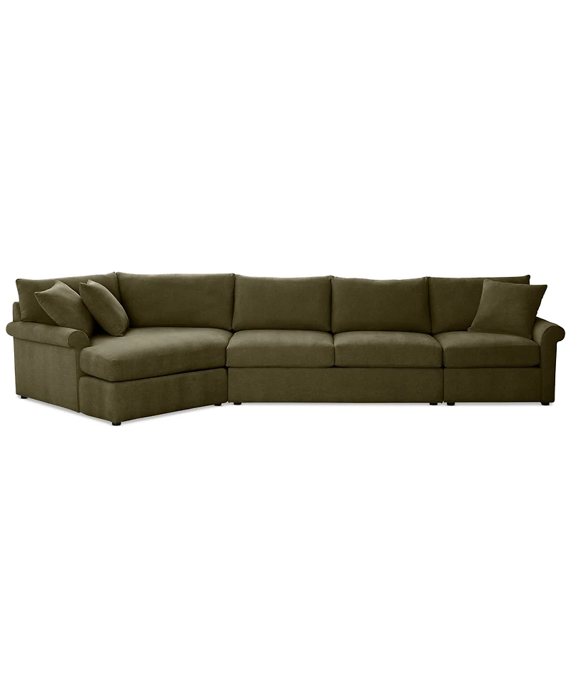 Closeout! Wrenley 166" 3-Pc. Fabric Cuddler Chaise Sectional Sofa, Created for Macy's