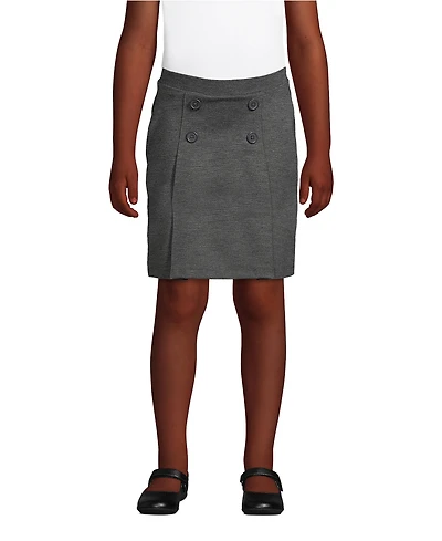 Lands' End Little Girls School Uniform Ponte Button Front Skort Above the Knee