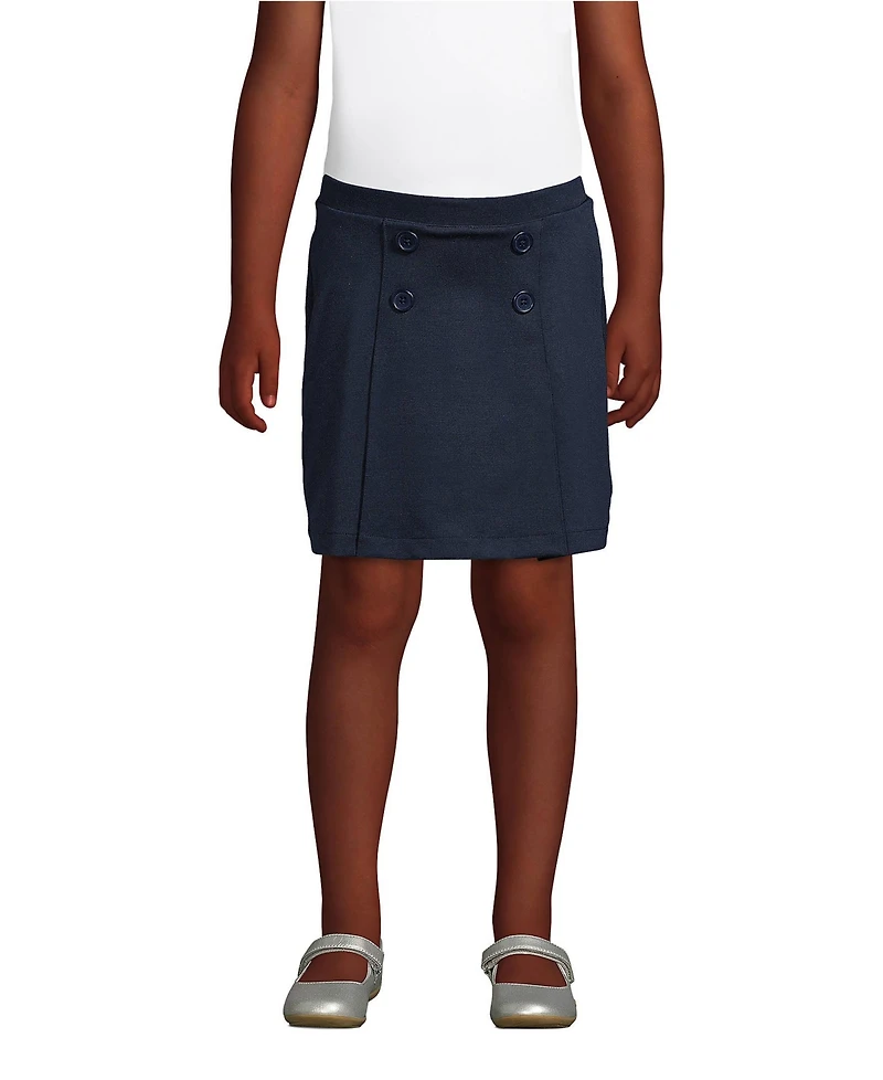Lands' End Little Girls School Uniform Ponte Button Front Skort Above the Knee