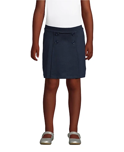 Lands' End Little Girls School Uniform Ponte Button Front Skort Above the Knee