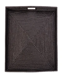 Artifacts Trading Company Rattan Square Ottoman Tray with Cutout Handles