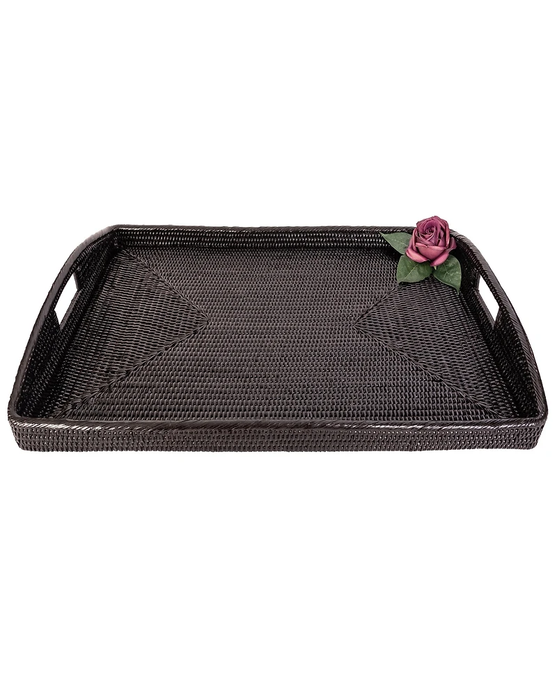 Artifacts Trading Company Rattan Rectangular Ottoman Tray with High Handles