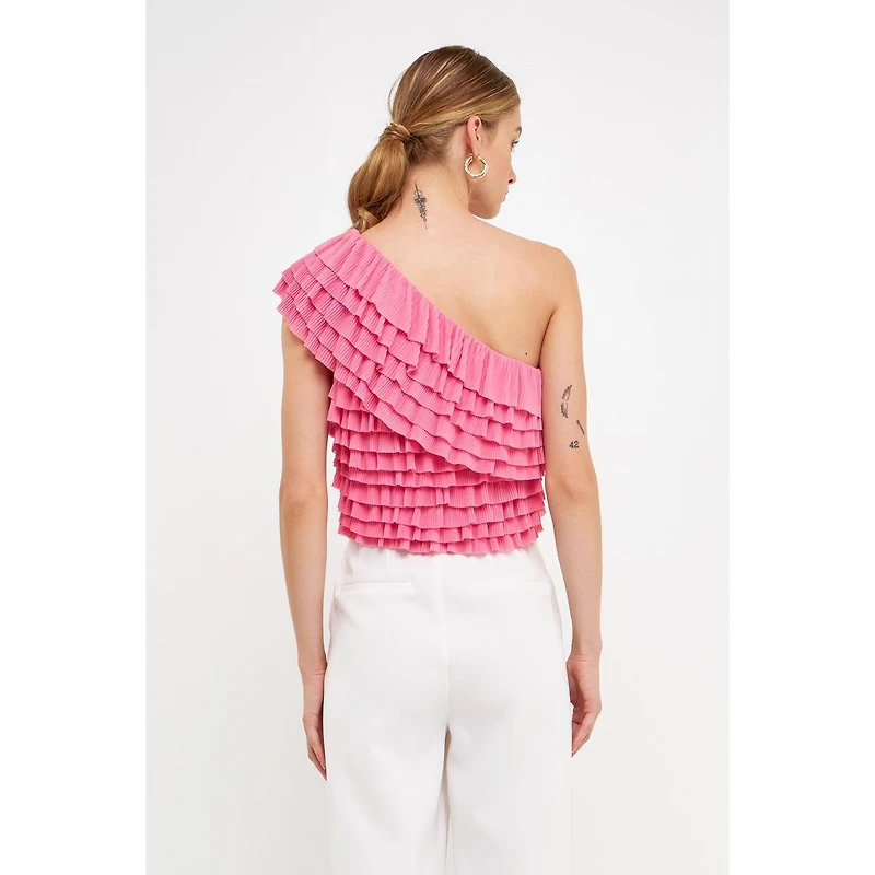 endless rose Women's Ruffled One-shoulder Top