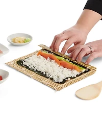 Helen's Asian Kitchen Sushi Rolling Set, Includes 2 Sushi Mats 2 Rice Paddles and 10-Pair Silk Wrapped Bamboo Chopsticks