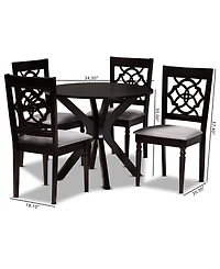 Sadie Modern and Contemporary Fabric Upholstered 5 Piece Dining Set