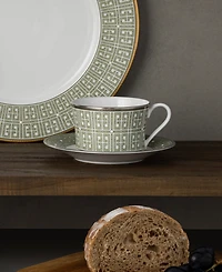 Noritake Infinity Green Platinum 4 Piece Saucer Set, Service for 4