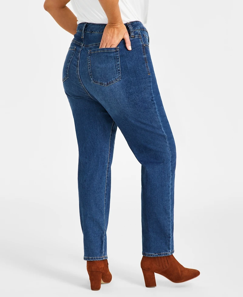 Style & Co Plus Size High-Rise Straight-Leg Jeans, Exclusively at Macy's