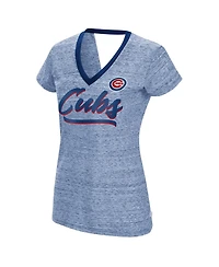 Women's Touch Royal Chicago Cubs Halftime Back Wrap Top V-Neck T-shirt