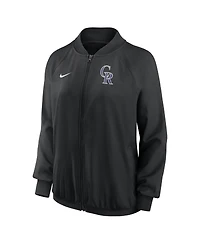 Women's Nike Black Colorado Rockies Authentic Collection Team Raglan Performance Full-Zip Jacket
