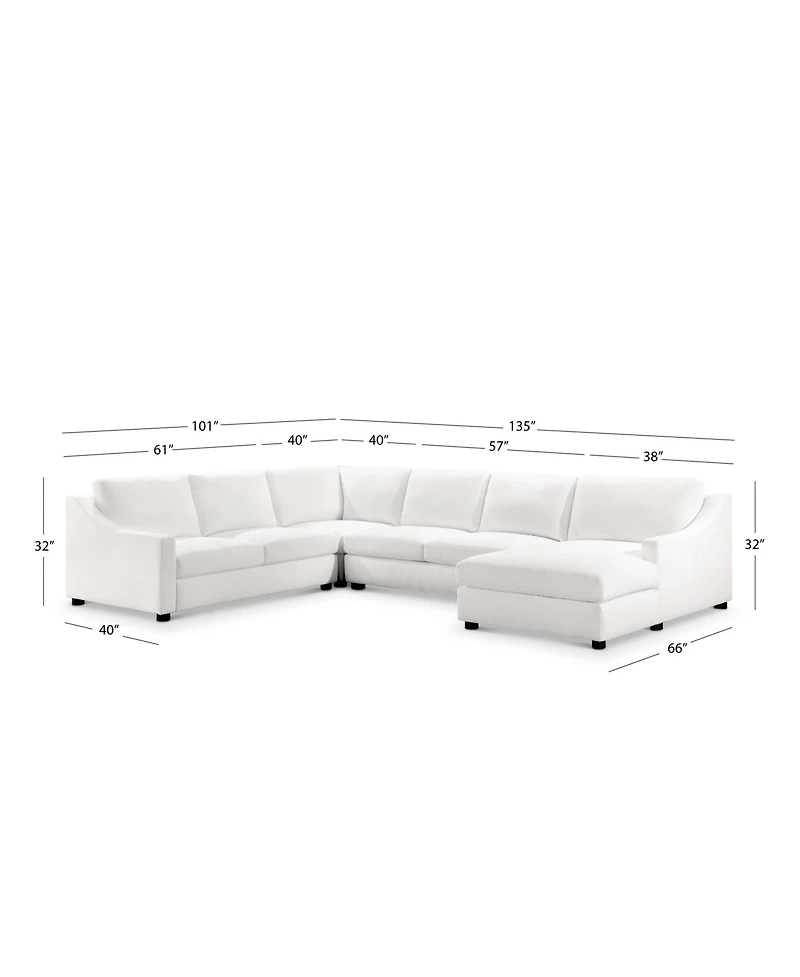 Garcelle 4 Piece Stain-Resistant Fabric Sectional