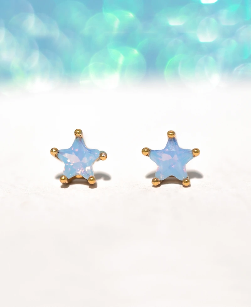 Girls Crew Faux Cubic Zirconia Milky Blue Star Stud Earrings