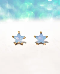 Girls Crew Faux Cubic Zirconia Milky Blue Star Stud Earrings