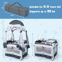 Costway Baby 4 in 1 Portable Playard Crib Bassinet Bed Changing Table Canopy