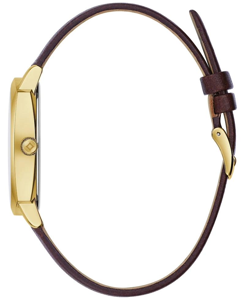 Bulova Men's Frank Lloyd Wright Hollyhock House Brown Leather Strap Watch 39mm