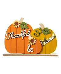 Glitzhome 16" L Thanksgiving Wooden Pumpkins Table Decor