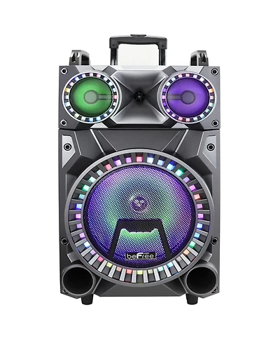 beFree Sound Rechargeable 12 Inch Bluetooth Portable Party Speaker with Party Lights, Fm Radio and Usb/Tf Inputs